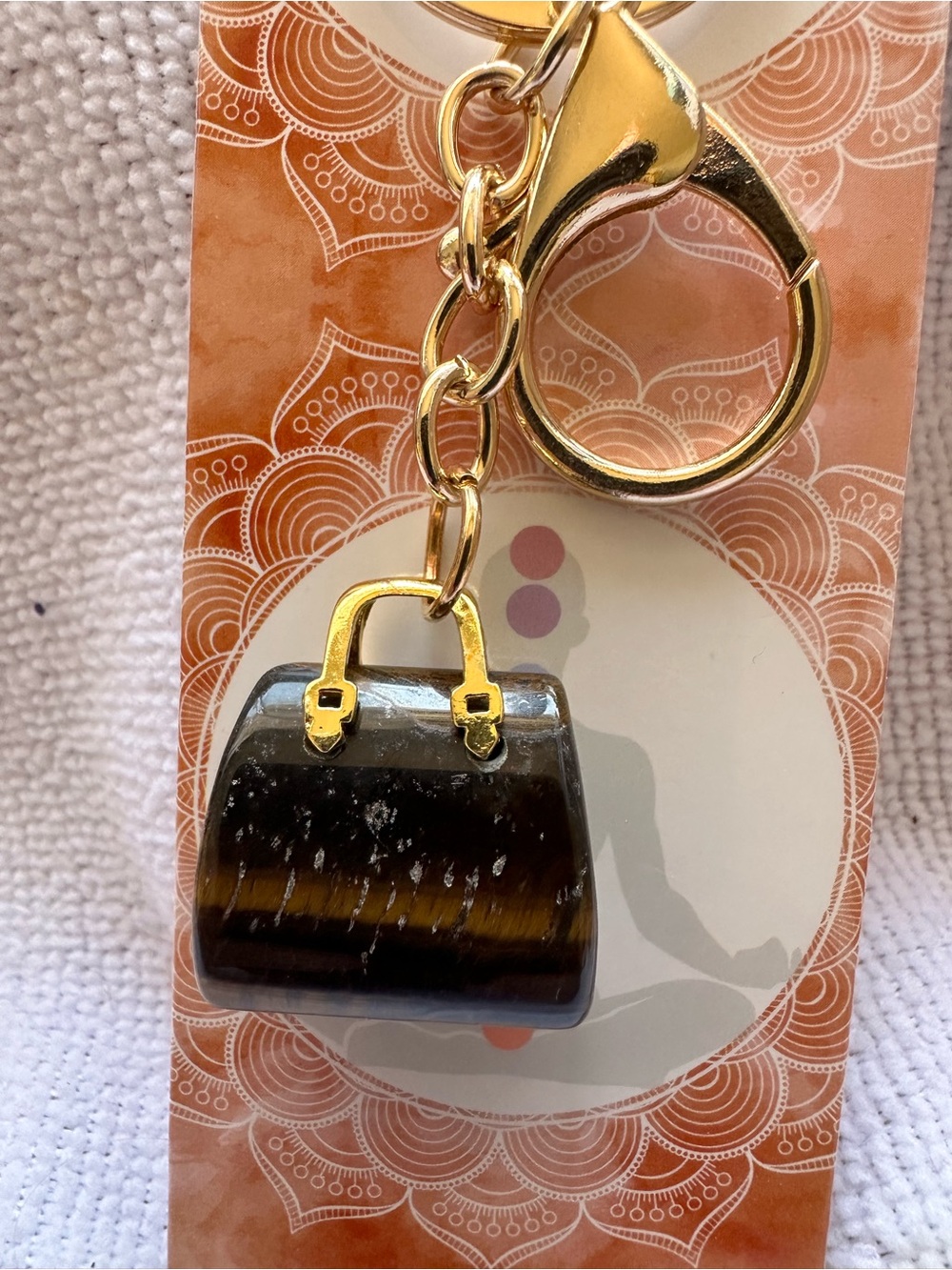 Unk Gold-Tone Tiger Eye Handbag Keychain - Brown & Black